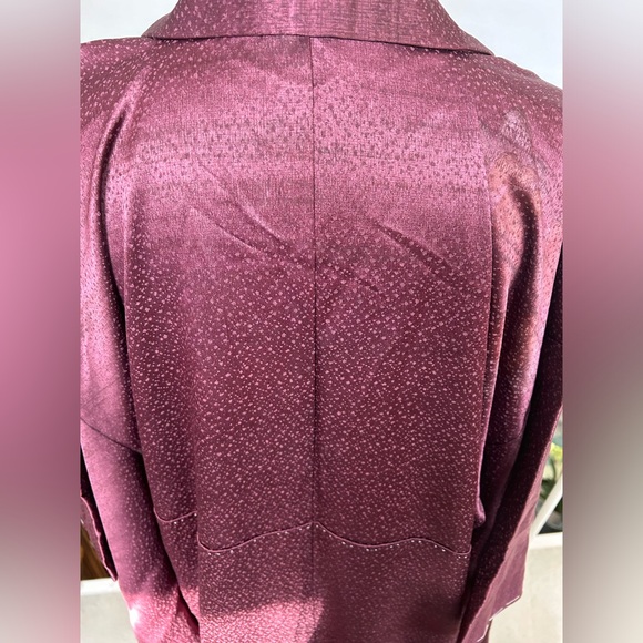 Beautiful Vintage Japanese Kimono Romantic Dark Red Rare Wafu Floral Japan Silk - Picture 6 of 13